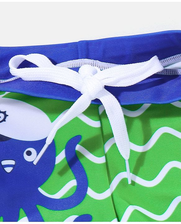 Babyhug Swimming Trunk Octopus Print - Blue & Green