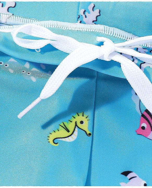 Babyhug Swimming Trunk Marine Life Print - Blue