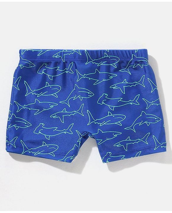 Babyhug Swimming Trunk Shark Print - Navy Blue