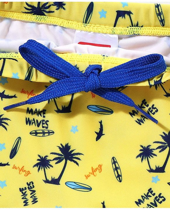 Babyhug Swimming Trunk Tropical Print - Yellow