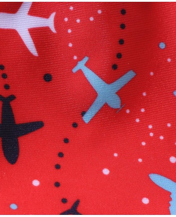 Babyhug Swimming Trunks Aeroplane Print - Red