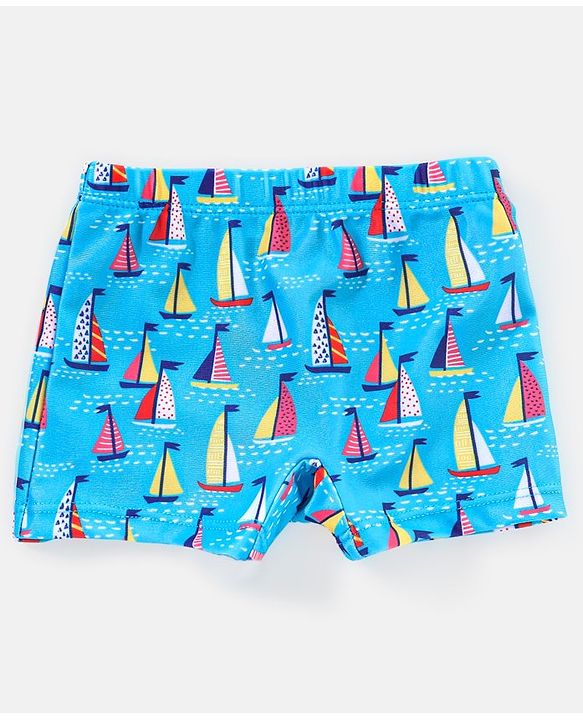 Babyhug Swimming Trunk Boat Print - Blue
