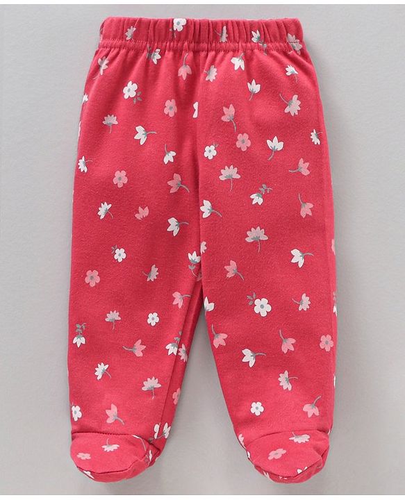 Babyhug 100% Cotton Full Length Bootie Legging Striped & Polka Dot Print Pack Of 3 - Red Pink