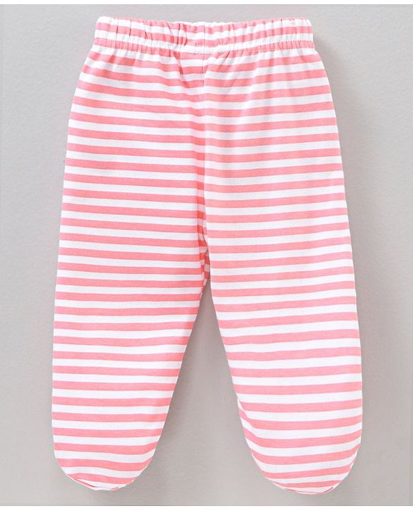 Babyhug 100% Cotton Full Length Bootie Legging Striped & Polka Dot Print Pack Of 3 - Red Pink