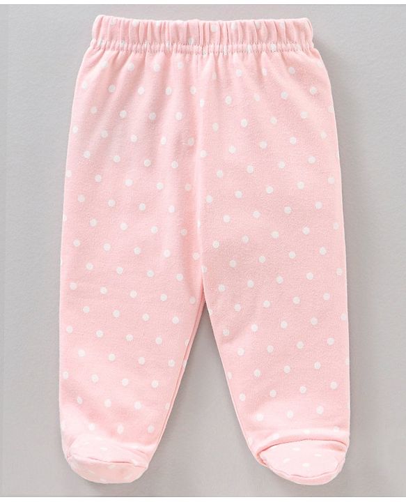 Babyhug 100% Cotton Full Length Bootie Legging Striped & Polka Dot Print Pack Of 3 - Red Pink