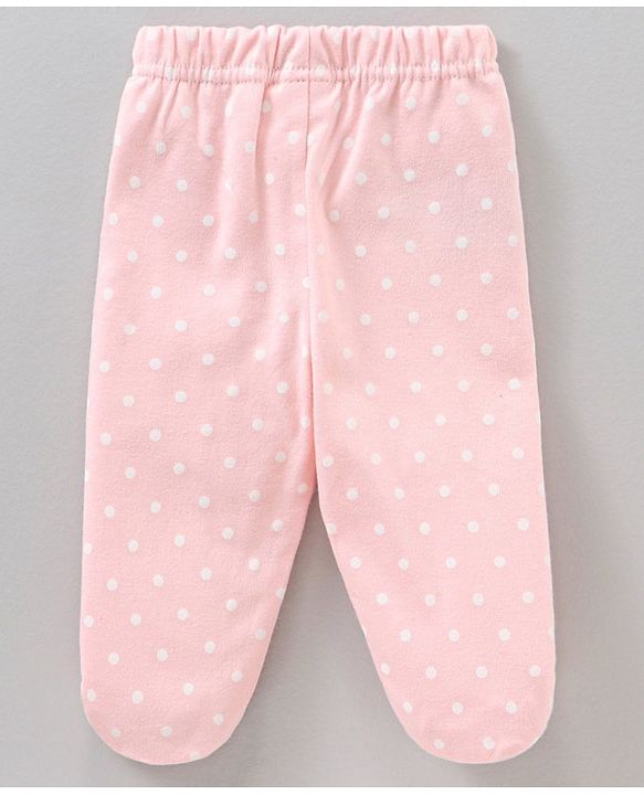 Babyhug 100% Cotton Full Length Bootie Legging Striped & Polka Dot Print Pack Of 3 - Red Pink