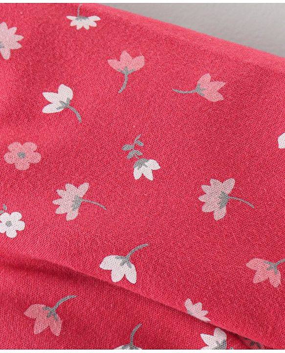 Babyhug 100% Cotton Full Length Bootie Legging Striped & Polka Dot Print Pack Of 3 - Red Pink