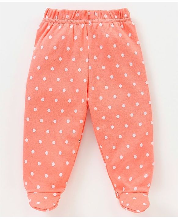 Babyhug 100% Cotton Knit Bootie Leggings Striped & Leaves Print Pack of 3 - Peach Pink & Green