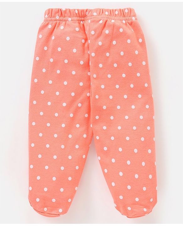 Babyhug 100% Cotton Knit Bootie Leggings Striped & Leaves Print Pack of 3 - Peach Pink & Green