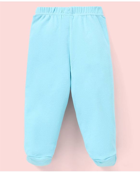 Babyhug Cotton Footed Bootie Leggings Striped & Dino Print Pack of 3 - Blue