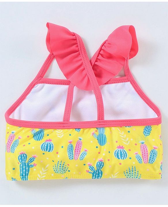 Babyhug Sleeveless 2 Piece Swimsuit Cactus Print - Yellow