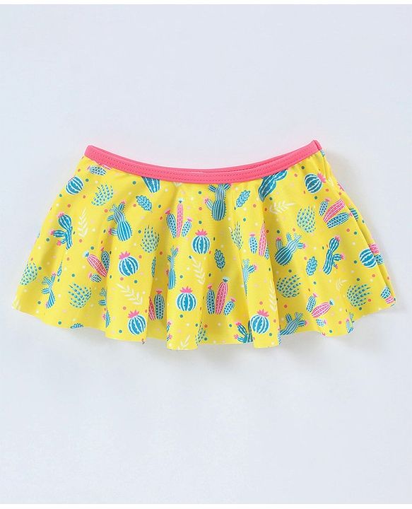 Babyhug Sleeveless 2 Piece Swimsuit Cactus Print - Yellow