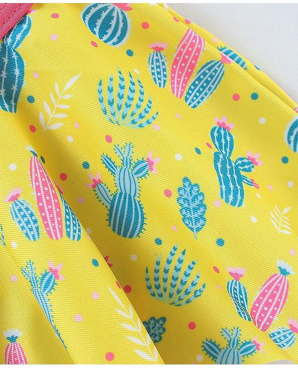 Babyhug Sleeveless 2 Piece Swimsuit Cactus Print - Yellow