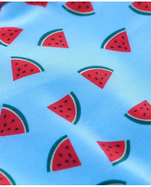 Babyhug Sleeveless 2 Piece Swimsuit Watermelon Print - Blue