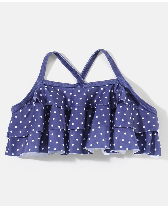 Babyhug Sleeveless 2 Piece Swimsuit Polka Dot Print - Navy Blue