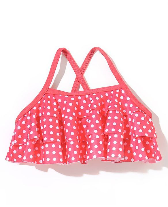Babyhug Sleeveless Two Piece Swimsuit Polka Dot Print- Pink