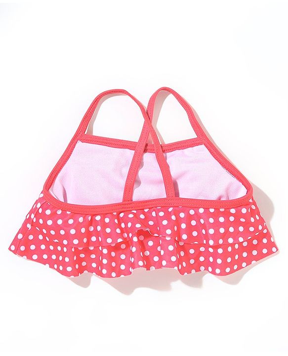 Babyhug Sleeveless Two Piece Swimsuit Polka Dot Print- Pink