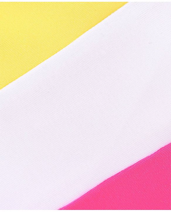 Babyhug Sleeveless V Cut Swimsuit Color Block Print- Yellow & Pink