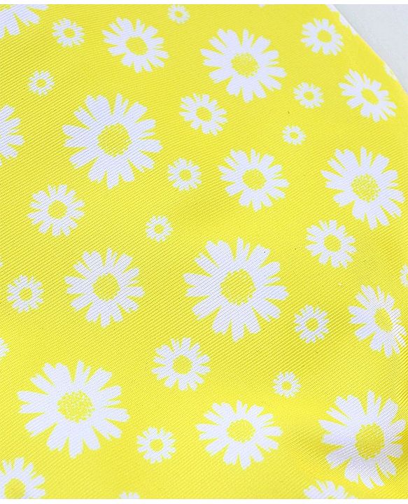 Babyhug Sleeveless V Cut Swimsuit Flower Print - Yellow