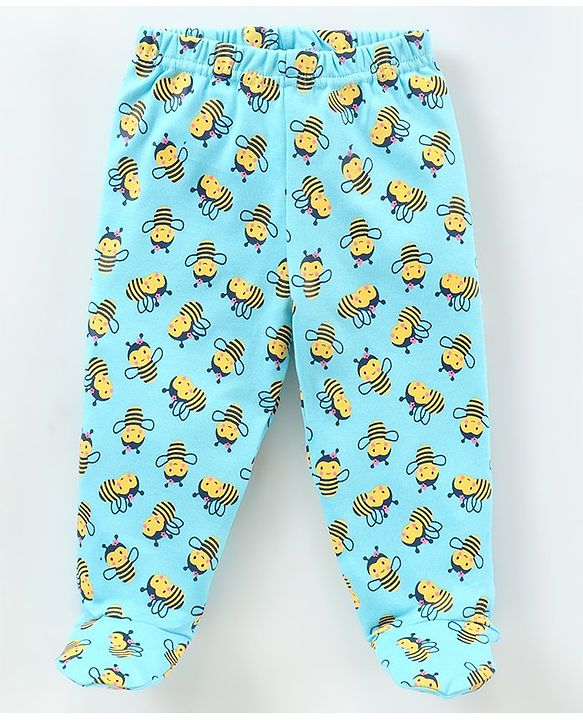 Babyhug Cotton Knit Footed Length Bootie Leggings Bees Print Pack of 3 - Multicolour