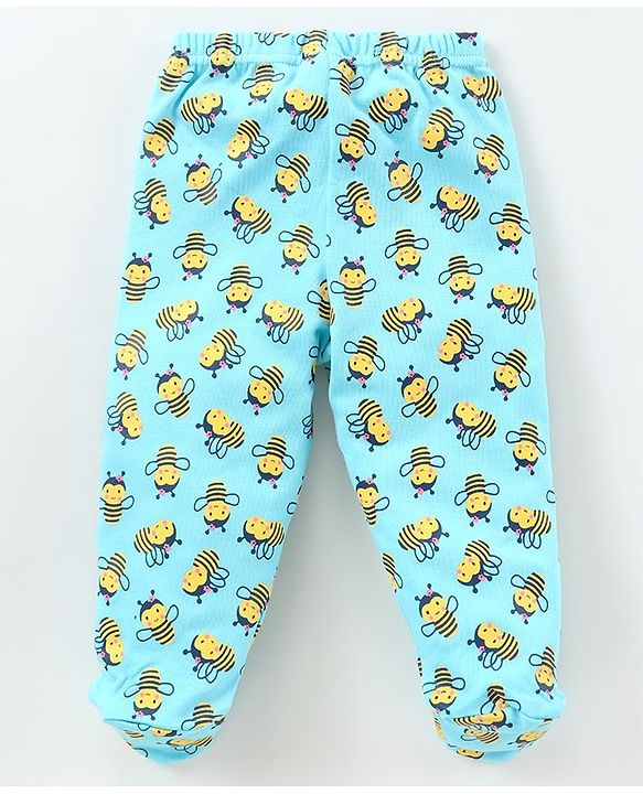 Babyhug Cotton Knit Footed Length Bootie Leggings Bees Print Pack of 3 - Multicolour