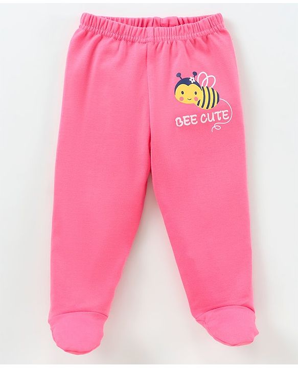 Babyhug Cotton Knit Footed Length Bootie Leggings Bees Print Pack of 3 - Multicolour