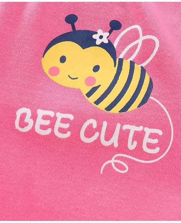 Babyhug Cotton Knit Footed Length Bootie Leggings Bees Print Pack of 3 - Multicolour