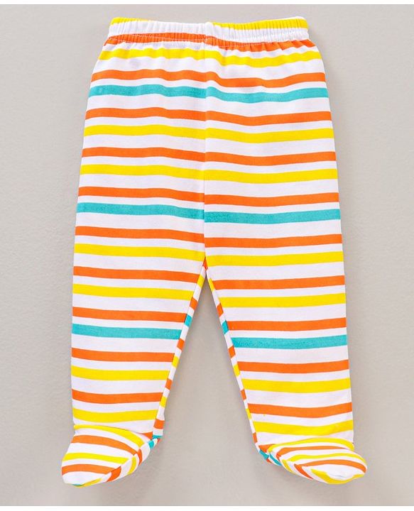 Babyhug Cotton Knit Footed Length Bootie Leggings Football Print Pack of 3 - Multicolour