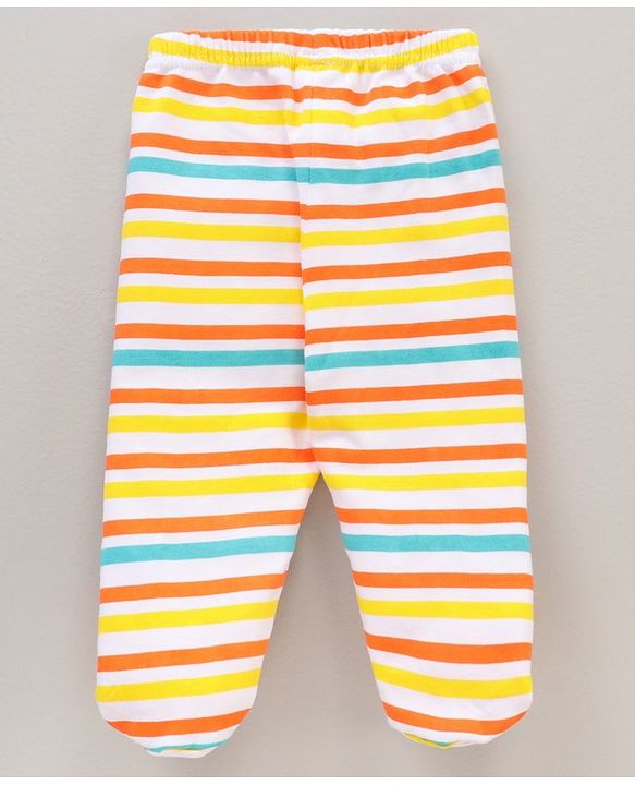 Babyhug Cotton Knit Footed Length Bootie Leggings Football Print Pack of 3 - Multicolour