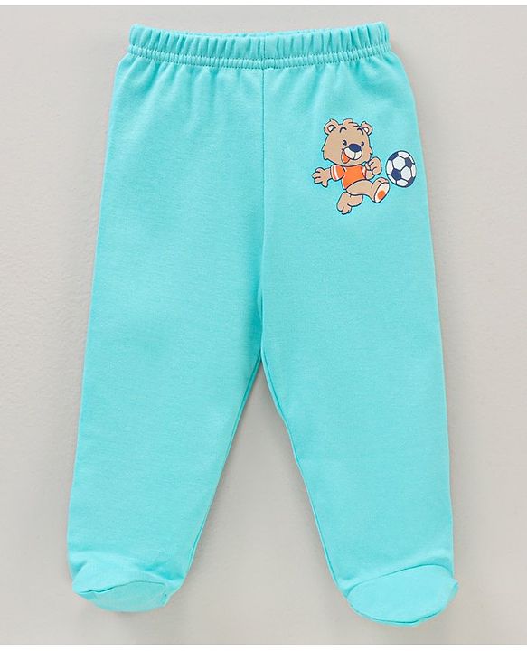 Babyhug Cotton Knit Footed Length Bootie Leggings Football Print Pack of 3 - Multicolour