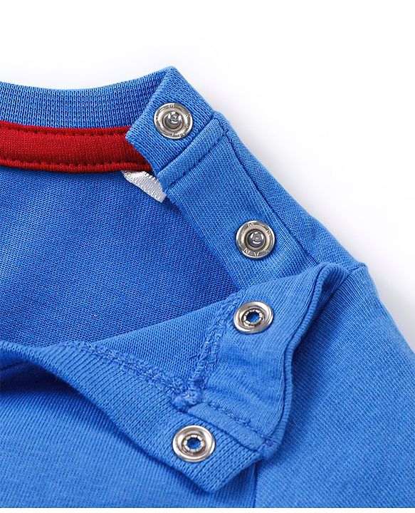 Babyhug Cotton Knit Half Sleeves T-Shirt Captain America Print- Blue