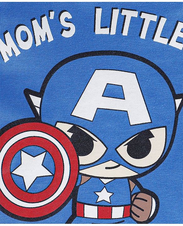 Babyhug Cotton Knit Half Sleeves T-Shirt Captain America Print- Blue