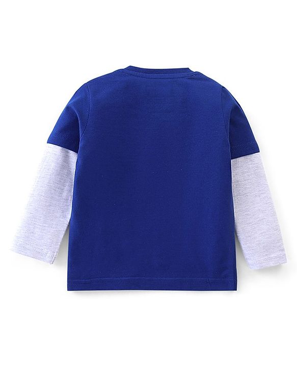 Babyhug Cotton Knit Full Sleeves T-Shirt Captain America Print - Blue