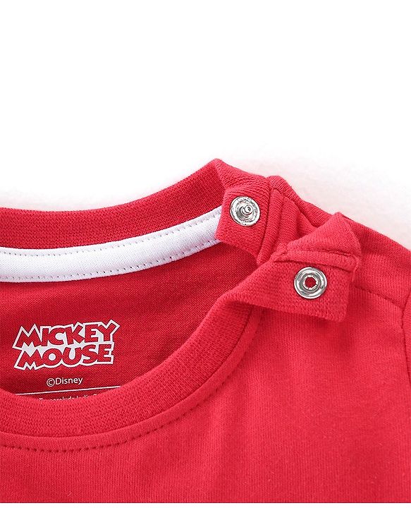 Babyhug Cotton Knit Half Sleeves T-Shirt Mickey Mouse Print - Red