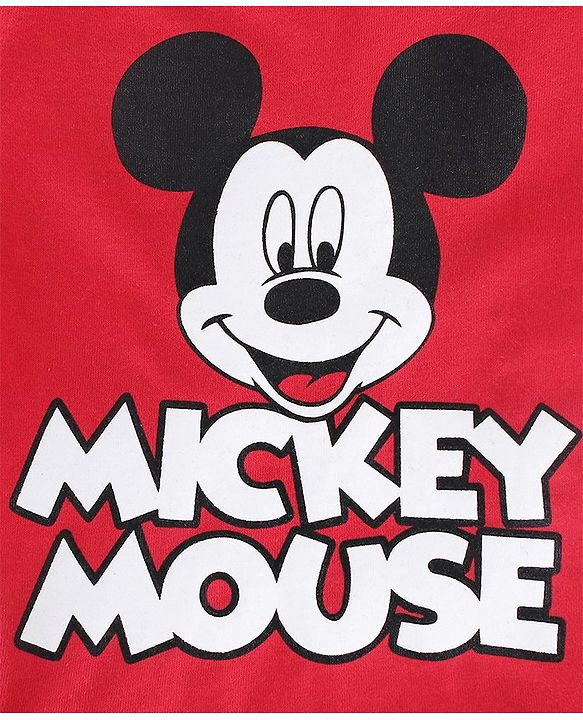 Babyhug Cotton Knit Half Sleeves T-Shirt Mickey Mouse Print - Red