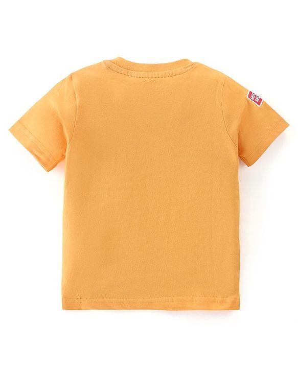 Babyhug Cotton Knit Half Sleeves T-Shirt Mickey Mouse Print - Orange