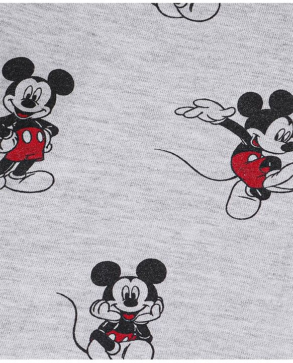 Babyhug Cotton Knit Half Sleeves T-Shirt Mickey Mouse Print- Grey
