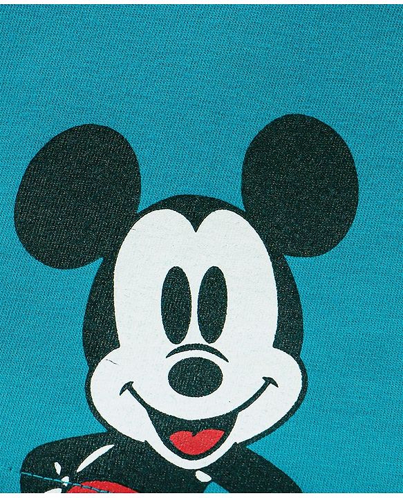 Babyhug Cotton Knit Half Sleeves T-Shirt Mickey Mouse and Friends Print- Blue