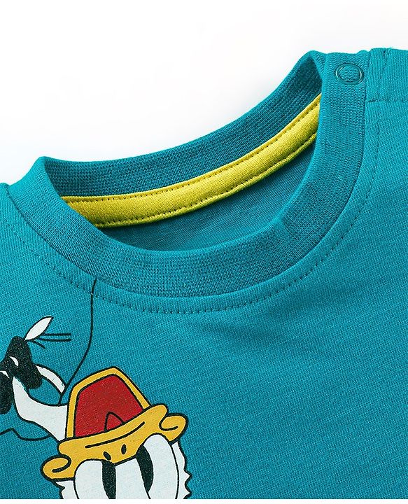Babyhug Cotton Knit Half Sleeves T-Shirt Mickey Mouse and Friends Print- Blue