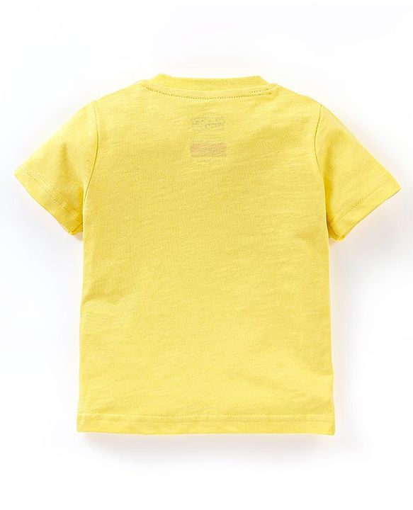 Babyhug Cotton Knit Half Sleeves T-Shirt Mickey Mouse and Friends Print- Yellow