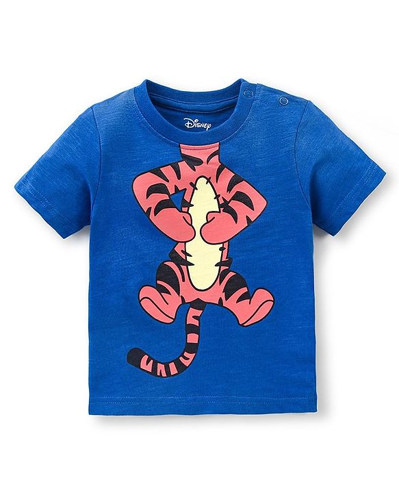 Babyhug Cotton Jersey Half Sleeves T-Shirt Tiger Print - Blue