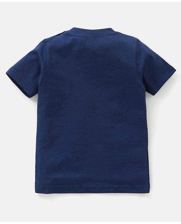 Babyhug 100% Cotton Knit Half Sleeves T-Shirt & Shorts Submarine Print - Navy Blue & Light Green