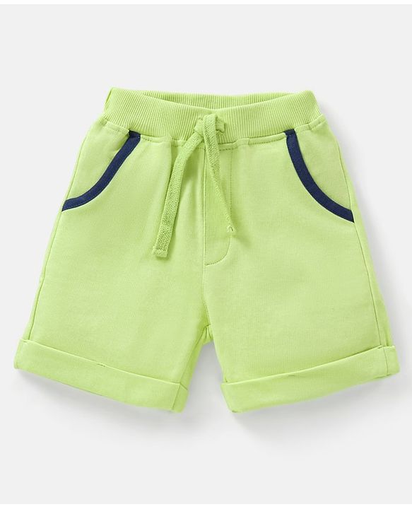 Babyhug 100% Cotton Knit Half Sleeves T-Shirt & Shorts Submarine Print - Navy Blue & Light Green
