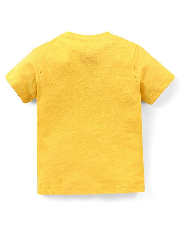 Babyhug Cotton Knit Half Sleeves T-Shirt Disney Mickey Print - Yellow