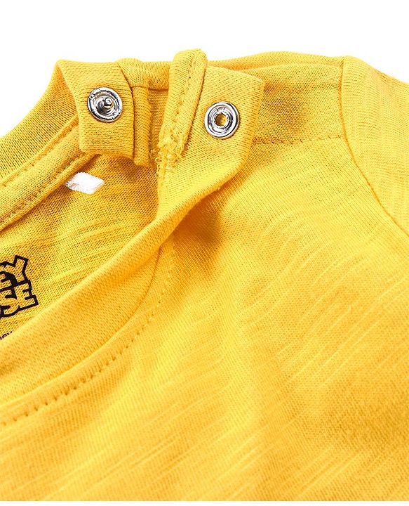 Babyhug Cotton Knit Half Sleeves T-Shirt Disney Mickey Print - Yellow