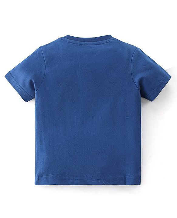 Babyhug Cotton Knit Half Sleeves T-Shirt Captain America Shield Print - Blue