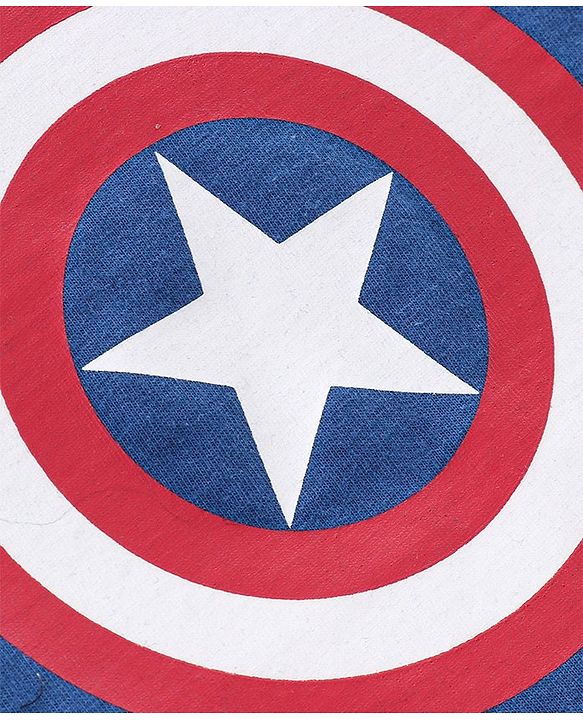 Babyhug Cotton Knit Half Sleeves T-Shirt Captain America Shield Print - Blue