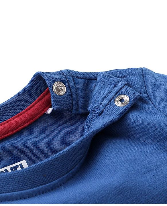 Babyhug Cotton Knit Half Sleeves T-Shirt Captain America Shield Print - Blue