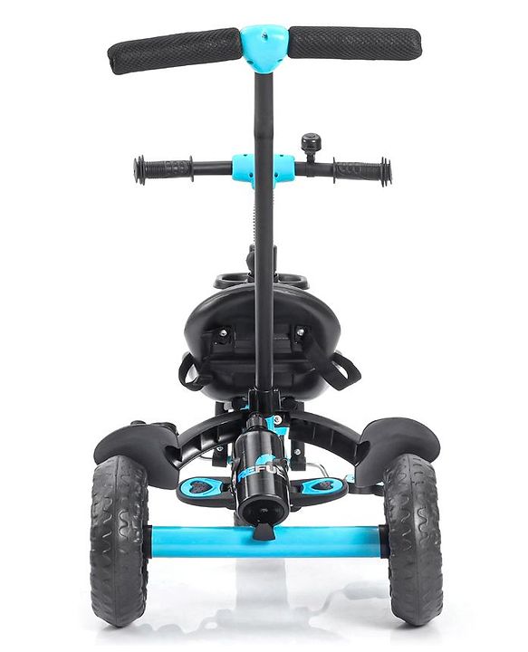 Babyhug Plug & Play Black Hawk Tricycle With Parental Push Handle & Storage Basket - Ice Blue