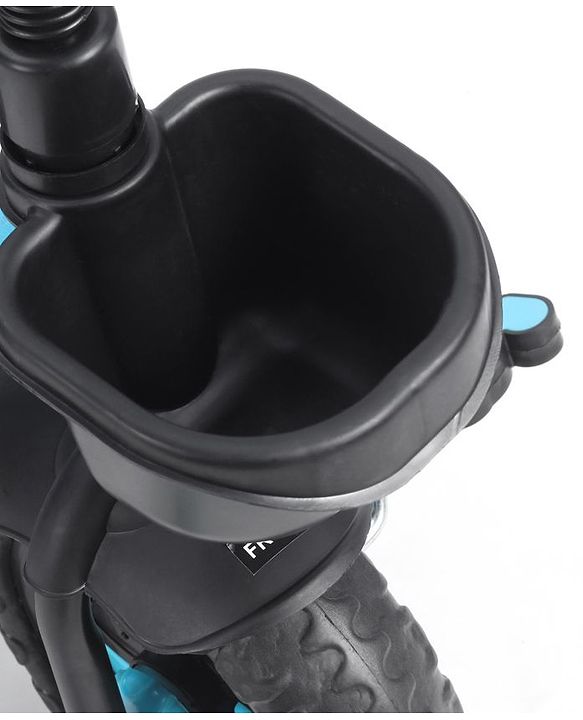 Babyhug Plug & Play Black Hawk Tricycle With Parental Push Handle & Storage Basket - Ice Blue